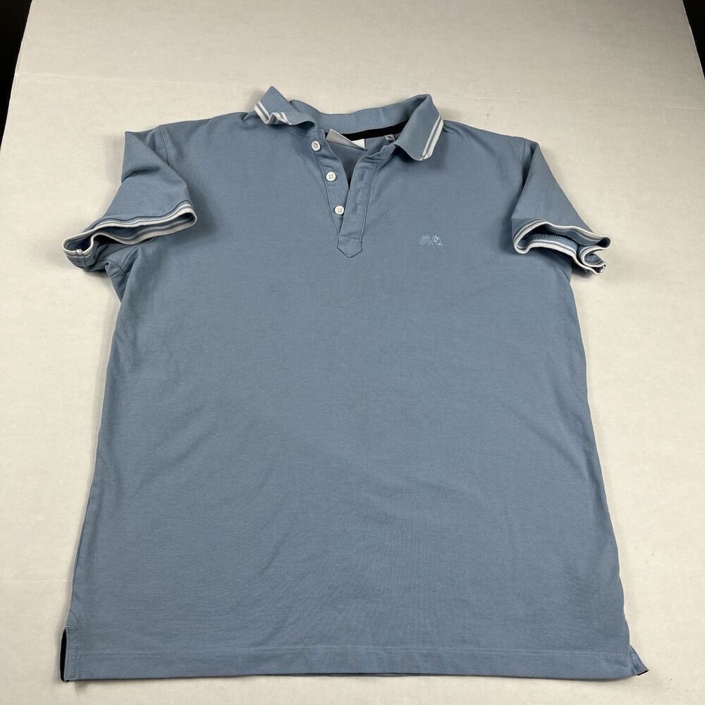 Lindbergh White Mens Polo Shirt Blue Short Sleeve Golf Business Casual Top XL